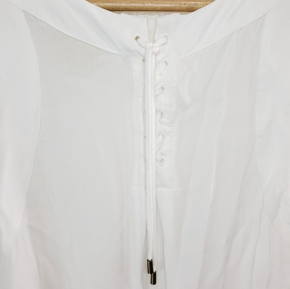 Maeve Anthropology White Lace Up Tank Top Size 8 - Picture 8 of 12